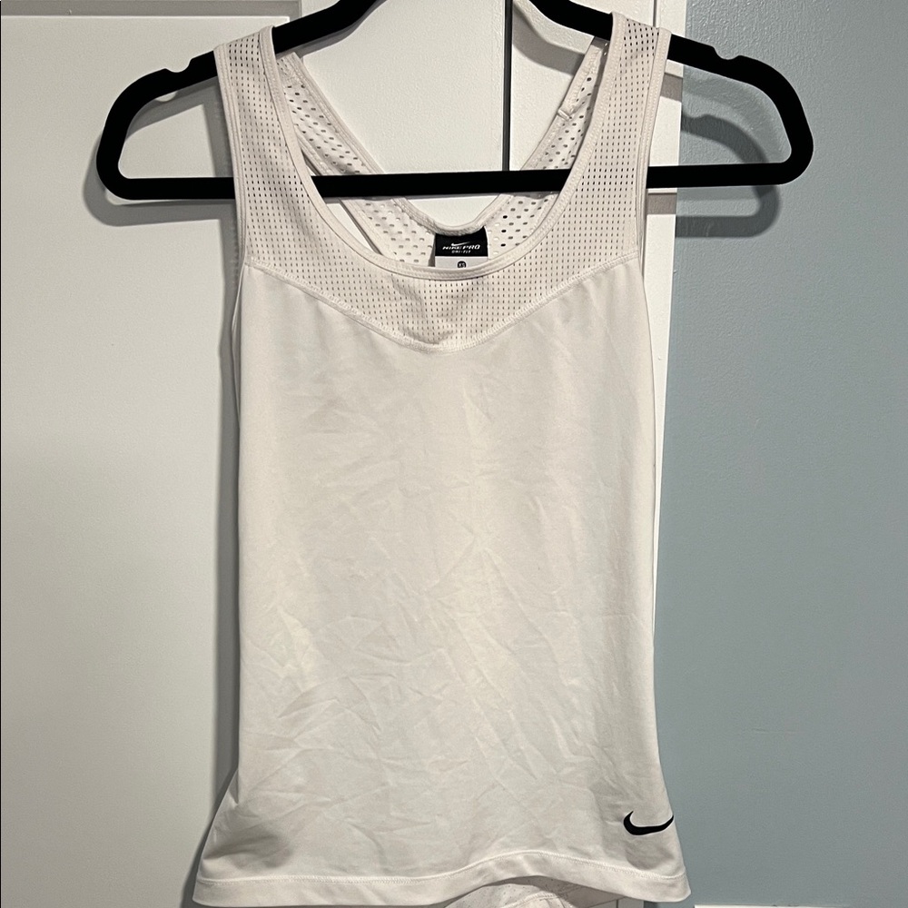 Nike White Women's Mesh Yoke Athletic Tank